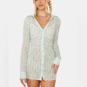 Sheer Mint Green Button-Up Dress - For Love and Lemons